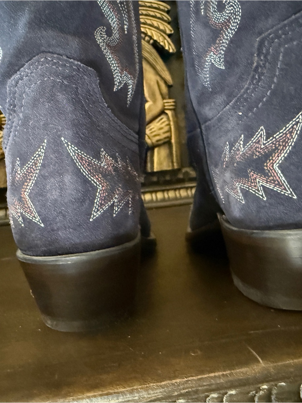 Lucchese Rodeo Exclusive Blazer Navy Blue Suede Tall Western Heeled Boots Sz 7 - Picture 7 of 10